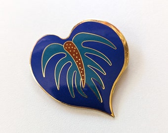 Vintage Laurel Burch brooch, Anthurium leaf.