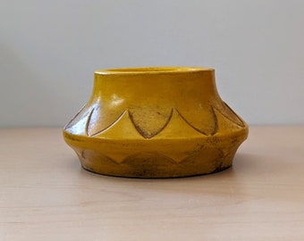 1970s yellow ceramic candle holder, Japan.