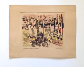 DON DAVEY Fishermans WHARF San Francisco Signed 1977 Print 10 X 13