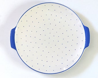 Vintage 1930s polka dot German cake platter. Villeroy and Boch Dresden porcelain.