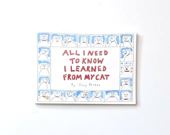Vintage cat humor book, Suzy Becker, All I Need to Know I Learned From My Cat, 1990 cartoon paperback