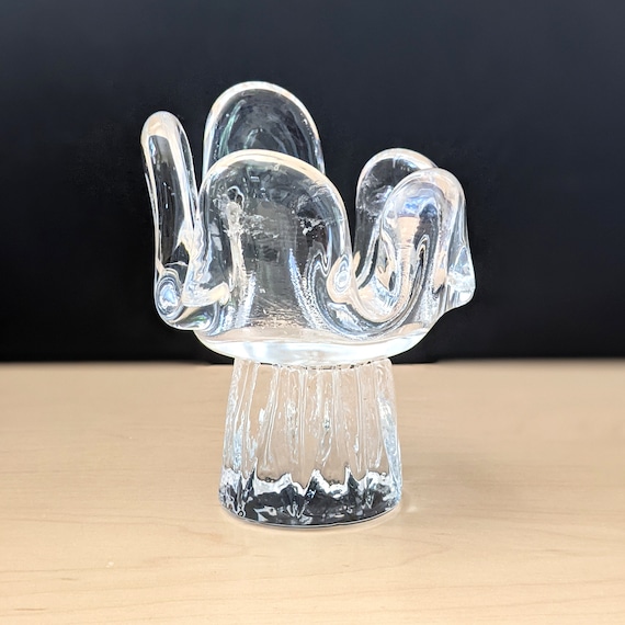 Kosta Boda Crystal Sunflower Candle Holder, 1970s Goran Warff