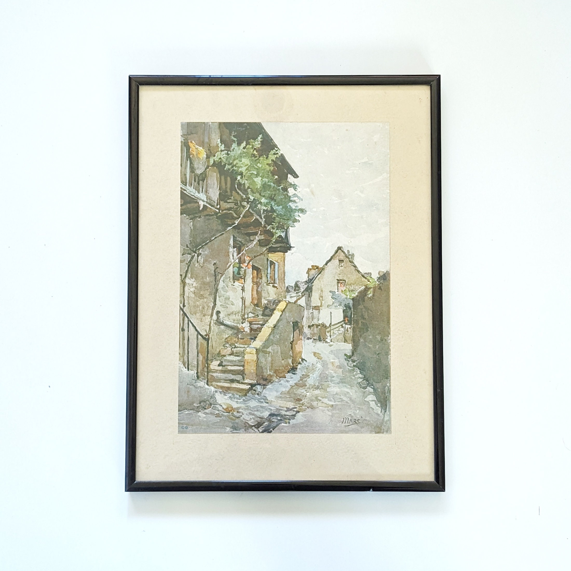 Alpine Village framed lithograph print by Nicolas Markovitch signed Marc