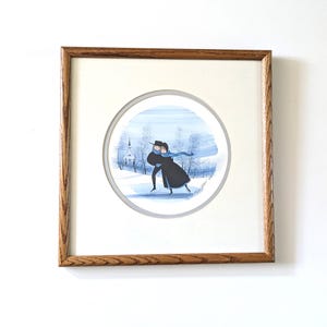 P. Buckley Moss Skating Waltz Print, Signed Numbered, 1986 Framed Winter Art