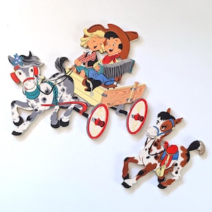 Decoração de parede infantil The Cowboy and his Gal, anos 1950, da The Dolly Toy Company