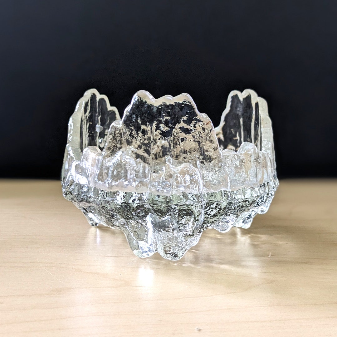 Vintage Crystal Glass Ice Candle Holder. Etsy