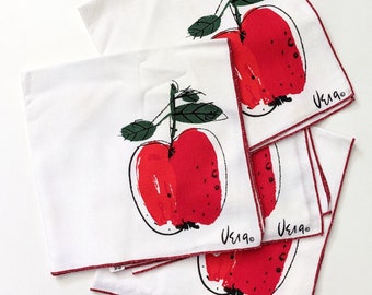 Vera napkins, 1970s red apples on cotton.