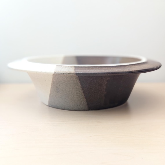 Vintage Fabrik Pottery Agate Pass Bowl, 1980s Seattle Studio Stoneware, Brown and Cream Glaze