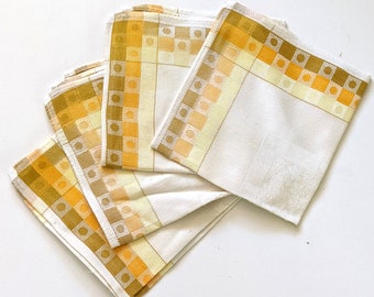 1970s mod vintage cotton napkins, set of four.