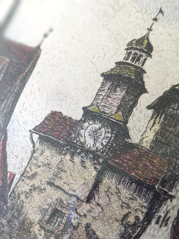 Rothenburg Ob Der Tauber Framed Etching, Signed by Ernst