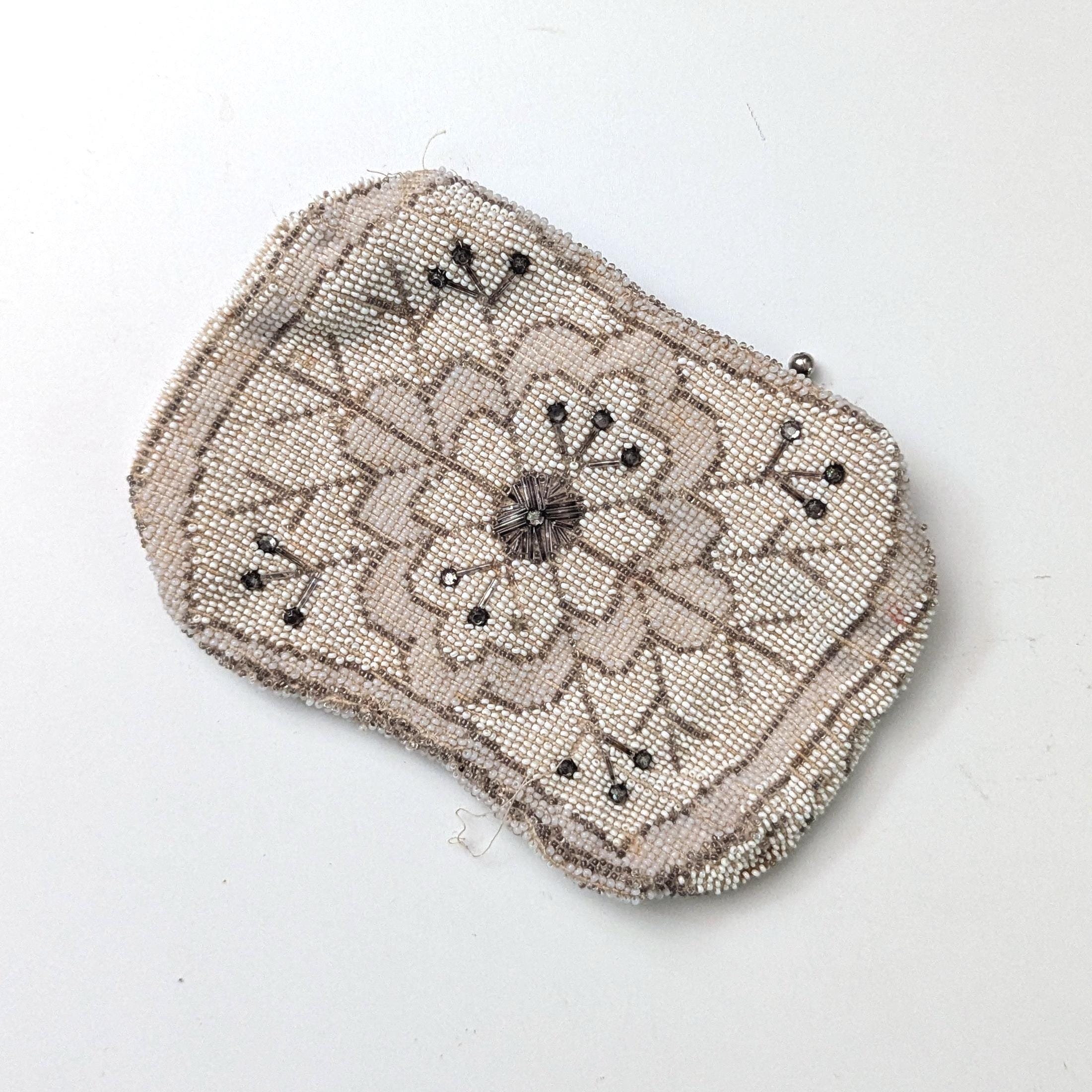 アンティークのビーズ付きクラッチバッグ、アールデコ調、1920年代