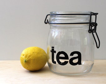 1970s tea mason jar for typography lovers.