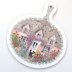 Wilscombe cutting board, English country cottage, 1980s melamine, made in England