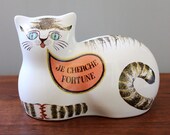 Claudette the Cat. Vintage 1980s French Estello coin bank.