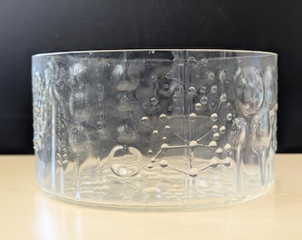 Vintage Iittala Flora Bowl, Oiva Toikka, Large Finnish Glass Bowl, 1970s Clear Fruit Bowl