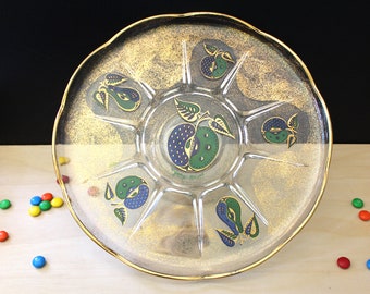 Georges Briard glass cake platter,  round mid century tray or dish.