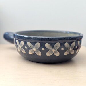 Fondue Pot, Landert Switzerland Ceramic Caquelon, 1960s Mid Century Floral Pot