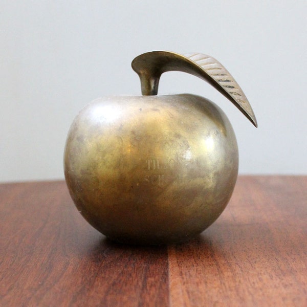 Vintage brass apple paperweight.