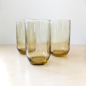 1960s juice glasses, smoked yellow glassware.