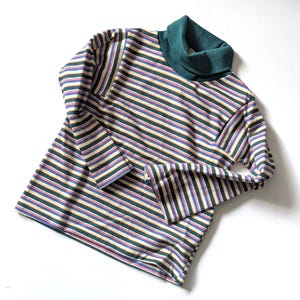 Vintage ToddlyWinks Regenbogen Streifen Strick Rollkragen Pullover, 70er 80er Jahre Kinder Top