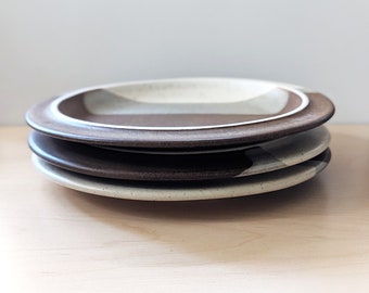 1980s Fabrik stoneware small plates, Agate Pass pattern.