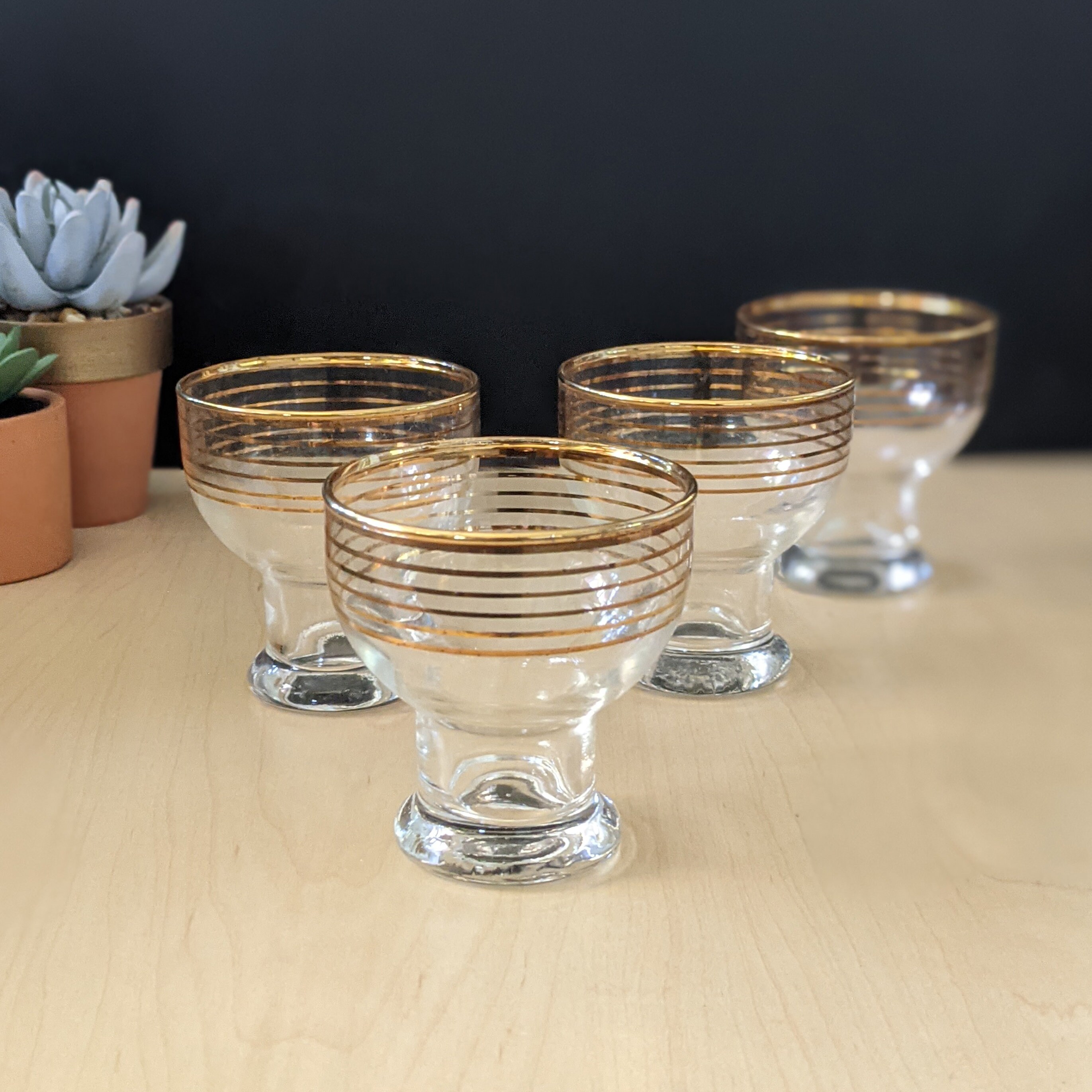 1940s gold striped glasses mid century barware. Etsy
