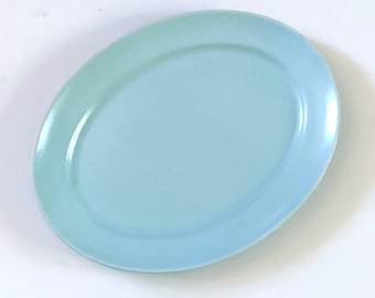 Franciscan aqua oval vegetable platter. 1960s mid century modern serving.