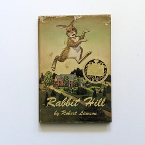 Rabbit Hill by Robert Lawson, vintage 1940s children’s book, Newbery Medal jacket, midcentury classic
