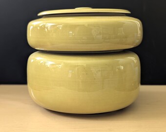 Vintage Russell Wright American Modern Casserole Set, 3 Piece Stackable Covered Bowls, Olive Chartreuse Steubenville