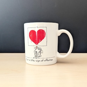 Just a Little Sign of Affection Love Mug.  Hallmark Shoebox 1980s cute mug.