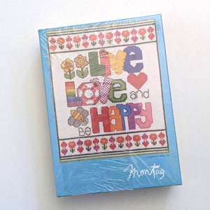 Vive el amor y sé feliz Papelería y notas. Juego de cartas Montag vintage de la década de 1980.