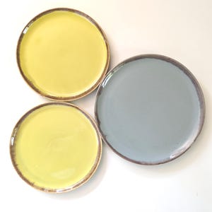 Mid Century Brock Desert Mist Plates, California Pottery Set of 3
