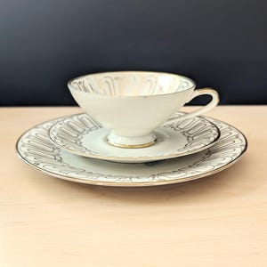 Vintage mid century German porcelain cup, saucer and plate, made in Bavaria.