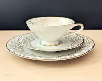 Vintage mid century German porcelain cup, saucer and plate, made in Bavaria.