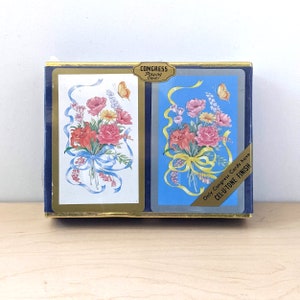 Naipes vintage "Flores" de la década de 1960, del Congreso. Nuevos en su empaque.