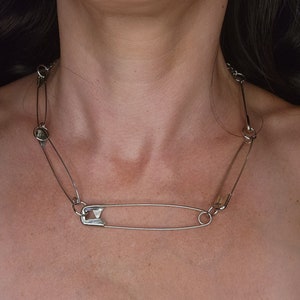 Safety pin necklace chain necklace different sized safety pins handmade jewelry