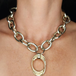 Silver and gold colored mixed metal necklace