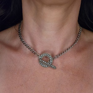 Toggle necklace unisex necklace silver chain necklace handmade jewelry