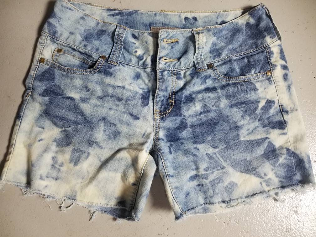 bleached denim shorts