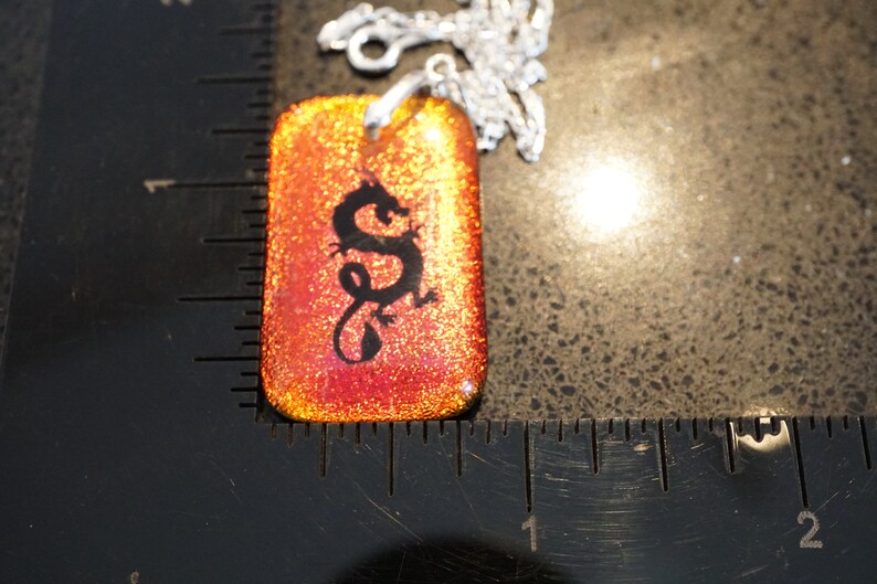 Permenant Drilled Sterling Silver Setting /& Chain .925 Dragon ~ Custom Dicroic Glass Pendant