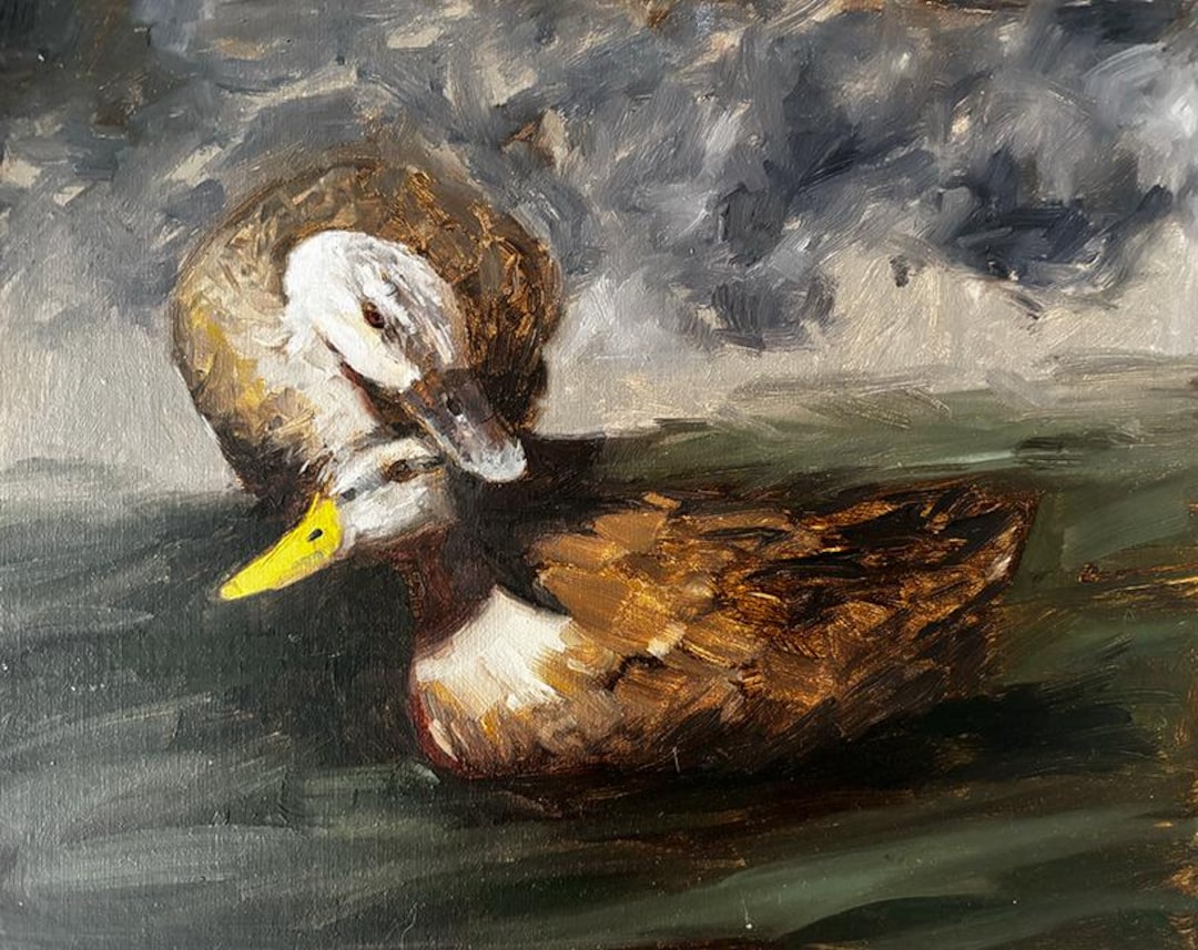 Original Two Ducks Plein Air Study Oil Painting: Small Realism Art (8x8 ...