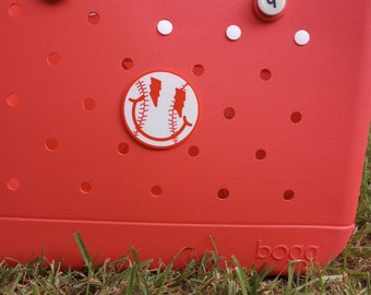 Baseball Smiley Face Bogg Bag Charm or Hanging Charm