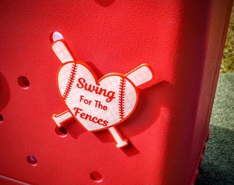Baseball Heart Swing For The Fences Bogg Bag Charm or Hanging Charm