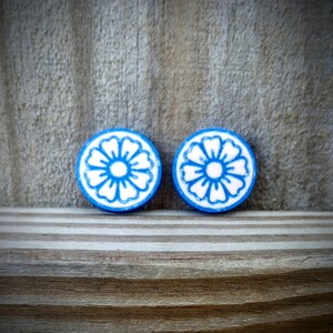 Mosaic Flower style Earrings, Retro Mosaic Flower, 70's Earrings