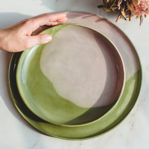 Handmade Ceramic Dinnerware Set - Modern Stoneware & Porcelain Plates - Wedding Gift for Couple - Table Setting