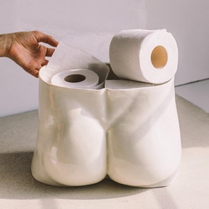 Handmade Ceramic Butt Vase – Modern Art Magazine Toilet Paper Holder Home Decor Gift