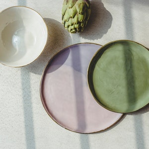 Handmade Pottery Dinnerware, Modern Ceramic Mismatched Plates, Eclectic Porcelain Place Setting, Unique Home Decor Wedding Gift for Couple