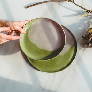 Stoneware Dinnerware Set Wedding Gift Couple, Handmade Pottery Dinner Plates, Modern Ceramic Plates, Unique New Home Decor, Holiday Hosting