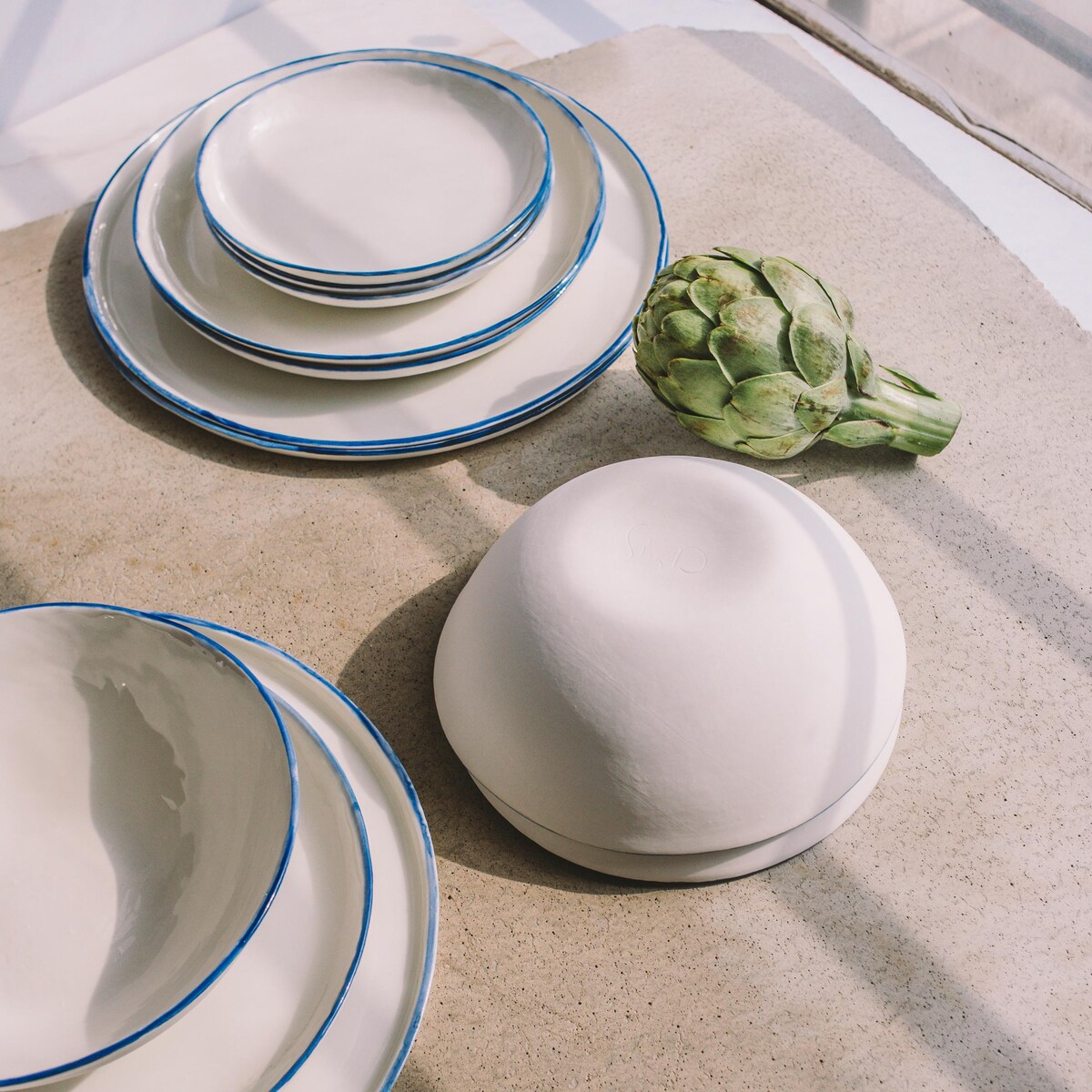 Handmade Blue White Ceramic Plate Set – Dinner, Salad, Dessert Plates, Soup Bowl, Eclectic Porcelain Dinnerware, Coastal Rustic Decor Gift - Etsy