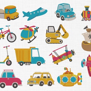 Bundle de motifs de broderie de véhicules de transport Bundle de véhicules de broderie Broderie de transport Broderie machine 4 tailles téléchargement numérique